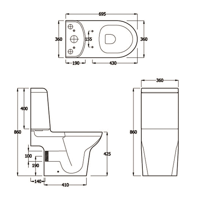 Infinity Close Coupled Full Access Dual Flush Toilet with Soft Close ...