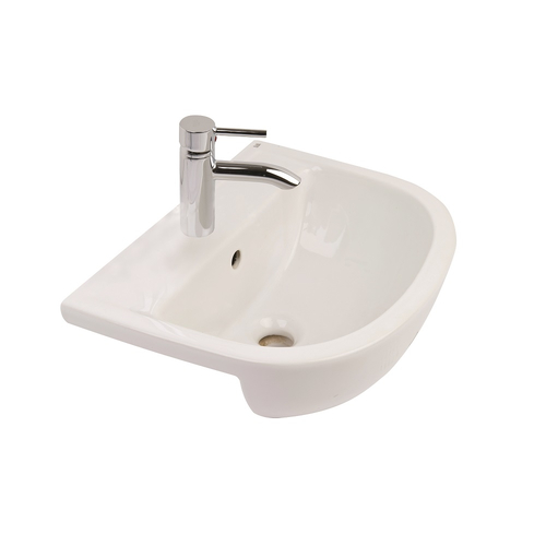 Compact 550 Semi Recessed Basin With 2 Tap Holes