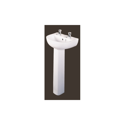 Compact 550mm 2 Tap Basin with Full Pedestal