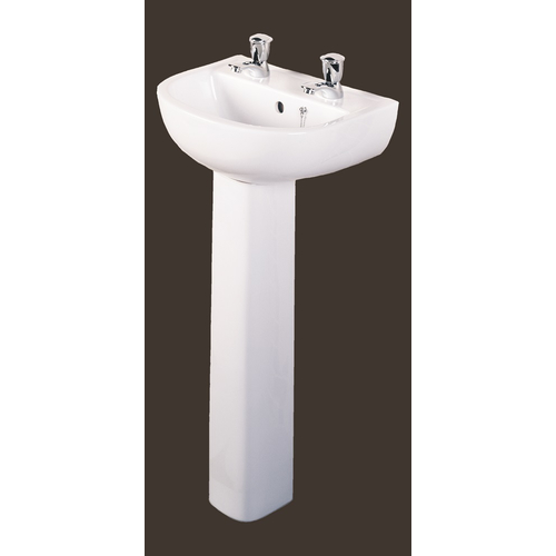 Ceramics Compact 45cm Basin 2 Tap Holes (2TH) with Full Pedestal