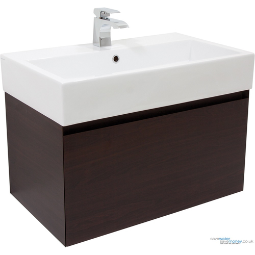 Matteo 750 Wall Hung 1 Drawer Basin Unit from Saneux (Wenge)