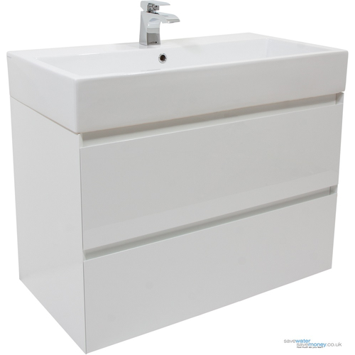 Matteo 900 Wall Hung 2 Drawer Basin Unit from Saneux (White)