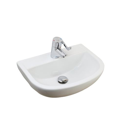 Compact 50cm Wall Hung Basin With 2 Tap Holes