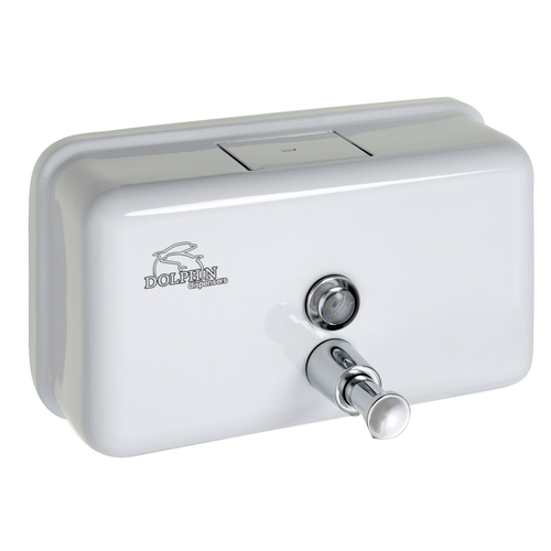 Dolphin Polished White Metal Bulk Fill Horizontal Soap Dispenser