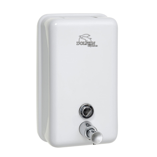 Dolphin White Metal Bulk Fill Vertical Soap Dispenser
