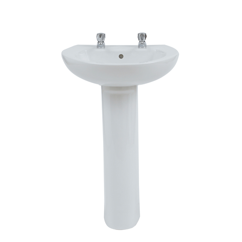Atlantic 2 Tap Hole Basin With Full Pedestal