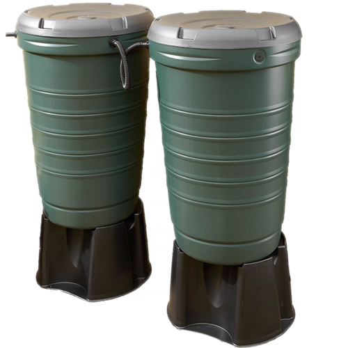 Save - 2 x 190 Litre Water Butts With 1 Diverter and 1 Link Kit