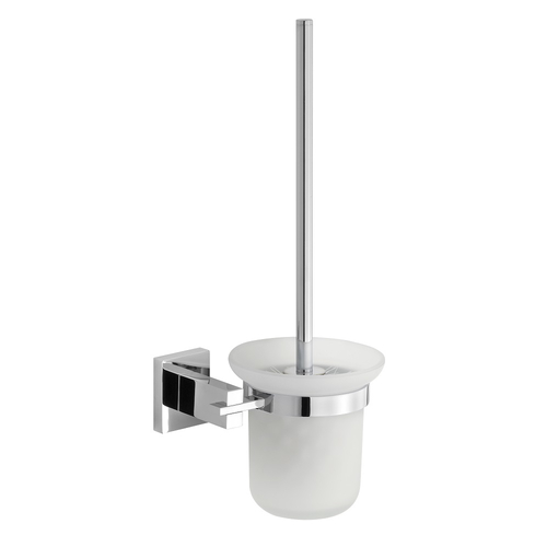 Chic Toilet Brush Holder in Frosted Glass