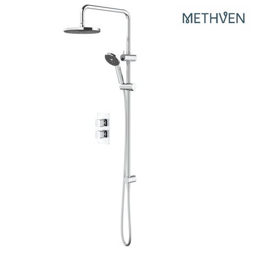 Kiri Satinjet Shower Pole with Diverter from Fixed Head to Handset from Methven