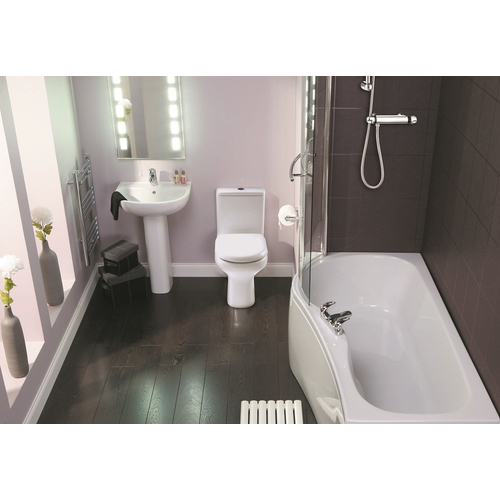Compact Shower Bath Suite 1700 Left Hand with 550 Basin