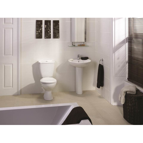 Atlantic Bath Suite (Bath suite complete with Caymen bath, Superstyle panel, Atlantic 500mm basin & pedestal, WC inc. seat, Comp
